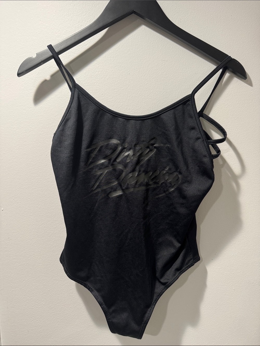 Black One-Piece Swimsuit with Script Logo Detail